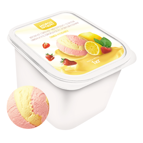 «МОРОЗПРОДУКТ» лимон-клубника с прослойками щербета сливочное в кюветах